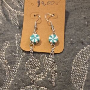 Silver and Teal Dangle Earrings